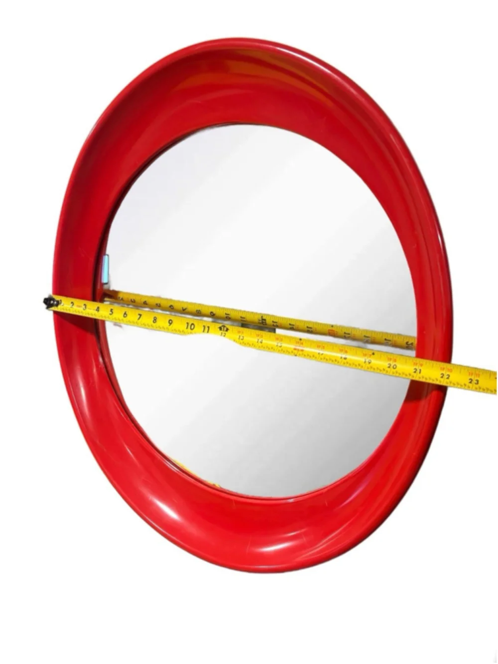 Vtg Space Age Postmodern Round Plastic Wall Mirror Set Red Black 80s MCM Decor